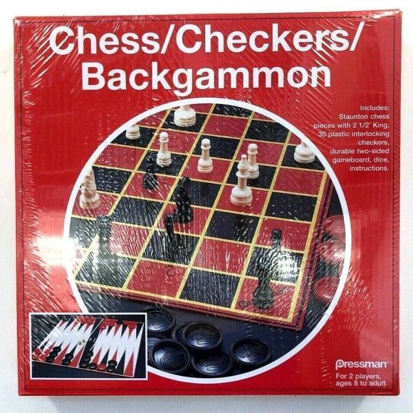 PRESSMAN GAMES Chess/Checkers/Backgammon Ages 8+ - Picture 1 of 1